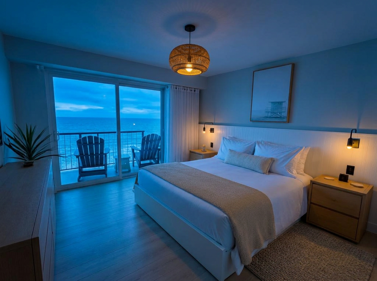 The same room with nighttime cinematic editing from another angle